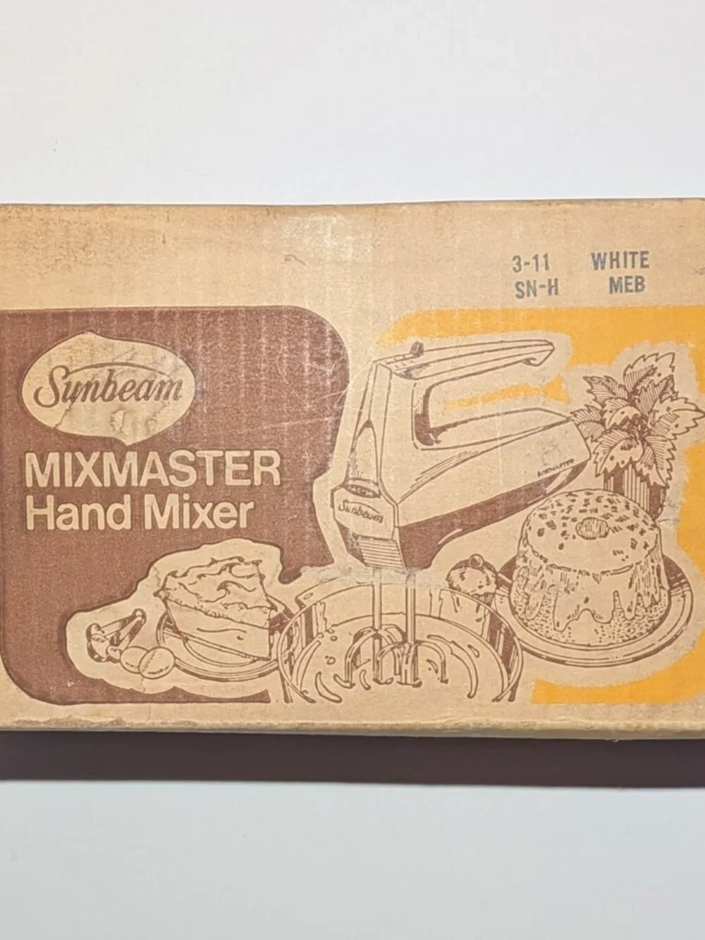 Vintage Sunbeam Mixmaster Hand Mixer 3-Speed White NIB New Old Stock 1970s Retro